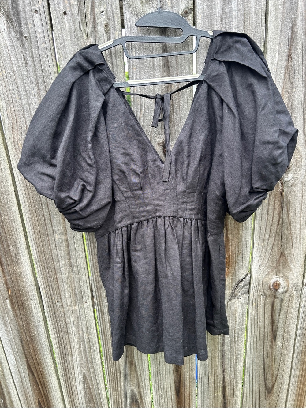HUNTER BELL Black Puff Sleeve V-Neck Tunic